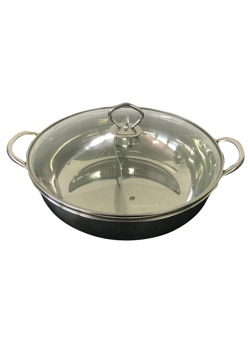 (SUBRON) HOT POT WITH DIVIDER WITH GLASS LID AND INNER BOX